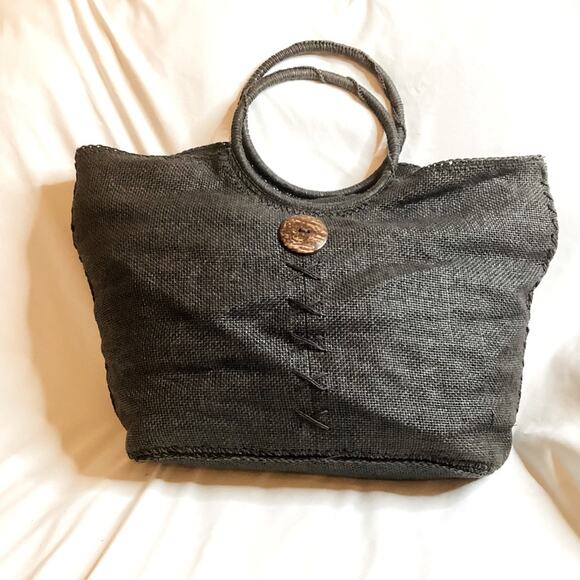 Cappelli black straw large tote - Picture 1 of 9